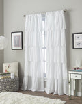 Curtainworks Flounced Ruffle Rod Pocket Curtain Panel, 42In X 95In, White, 1 Panel