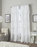 Curtainworks Flounced Ruffle Rod Pocket One Curtain Panel, 63 In, White