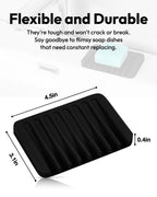 Jomeech Bathroom Soap Dish, Silicone Soap Holder For Bar Soap, Pack Of 2 (Black)