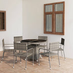 vidaXL Patio Dining Set 7 Piece Garden Outdoor Yard Terrace Balcony Backyard Table and Chair Seat Seating Furniture Poly Rattan Anthracite and Gray