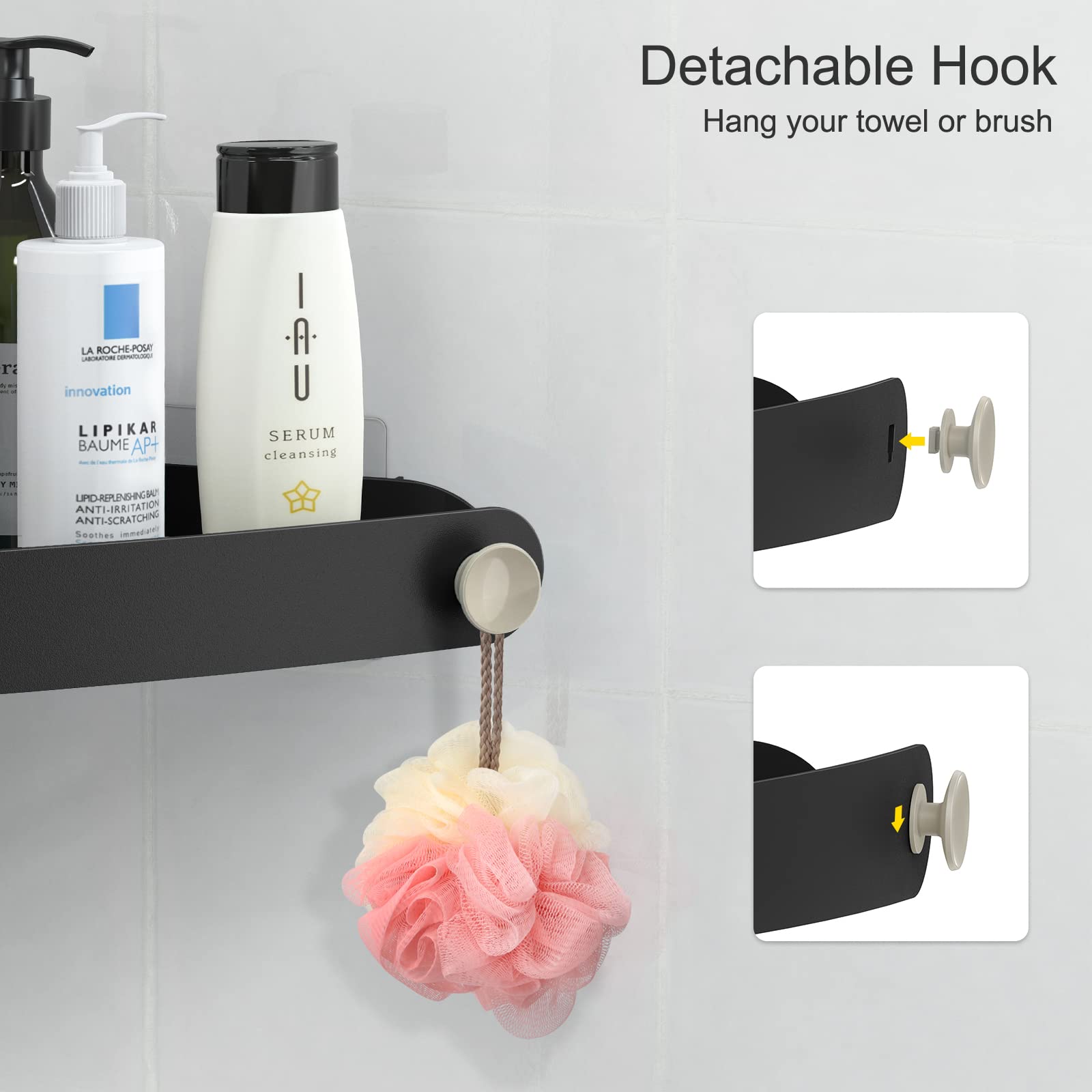 Sotfamily Shower Caddy Corner, 2 Pack Adhesive Corner Shower Shelves For Inside Shower, Plastic Shower Organizer For Bathroom St