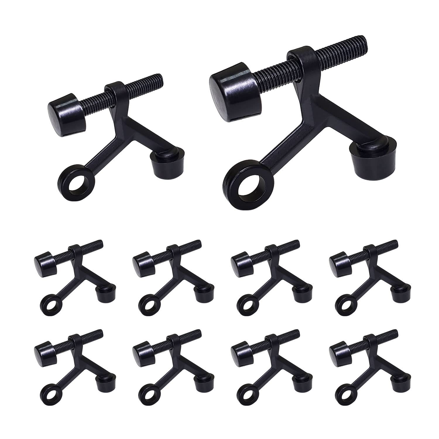 Greatim 10 Pack Hinge Door Stopper, Heavy Duty Door Stopper Hinge, Rubber Bumper Tips, Zinc Alloy, Orb, (Black)