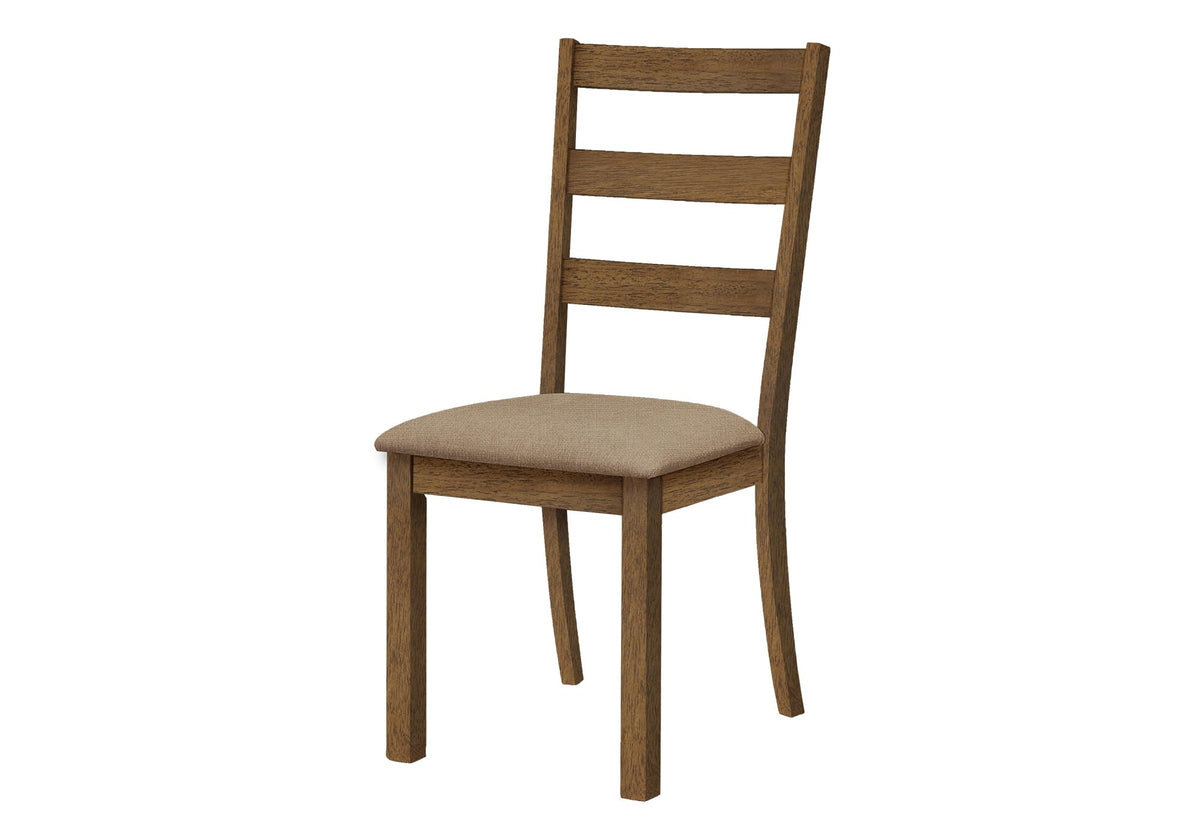 Monarch Specialties 1313 Chair, Set of 2, Side, Upholstered, Kitchen, Dining Room, Fabric, Wood Legs, Brown, Beige, Transitional Chair-2Pcs Walnut, 18.25' L x 22.75' W x 40' H