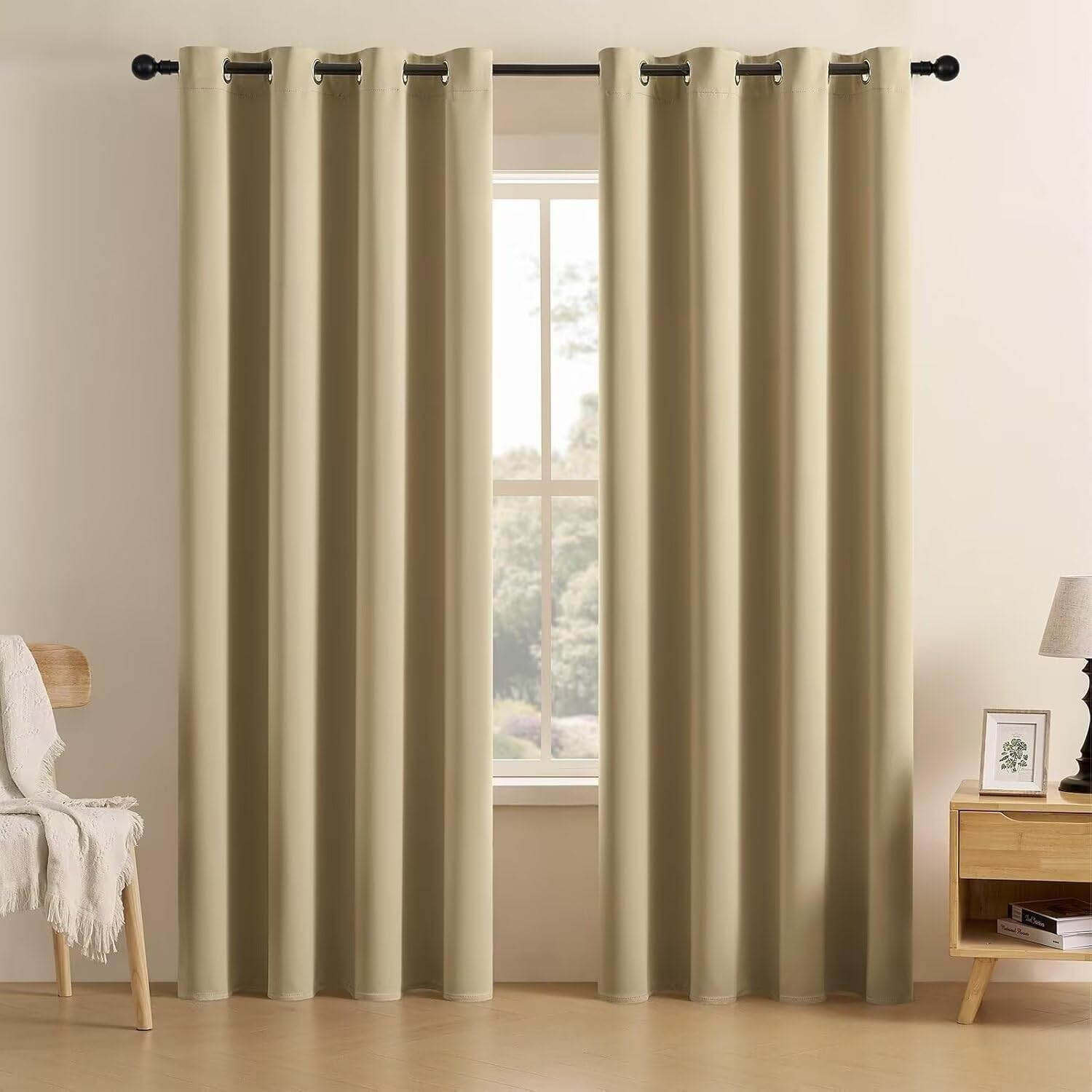 Joydeco Blackout Curtains for Bedroom 96 inch Long 2 Panels, Thermal Insulated Room Darkening Curtains with Grommets, Soft Windo