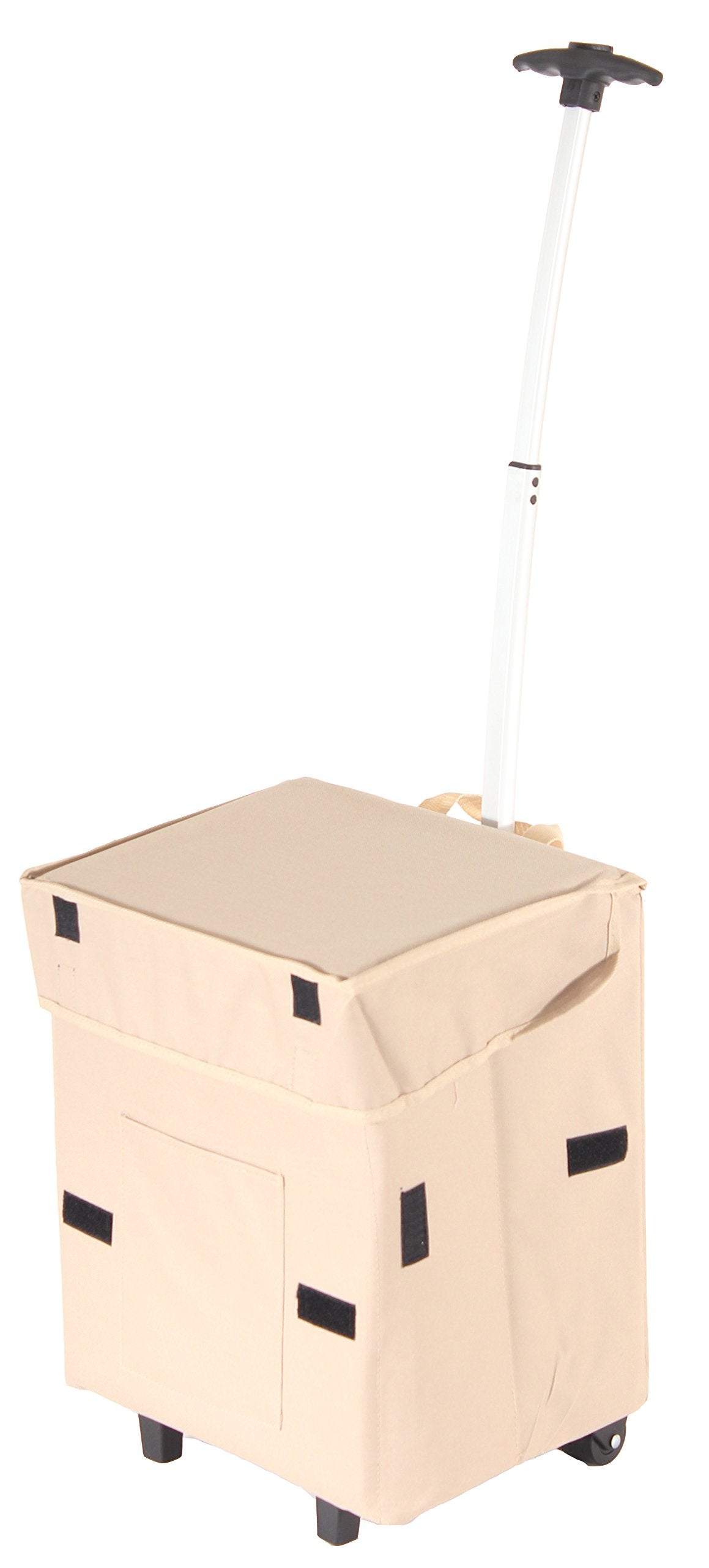 Dbest Products Smart Cart, Khaki Collapsible Rolling Utility Cart Basket Grocery Shopping Teacher Hobby Craft Art