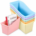 CHUNNIN 6 Pack Pastel Magazine Holder Book Bins for Classroom Durable Book Binder Organizer Stackable Plastic Magazine File Hold