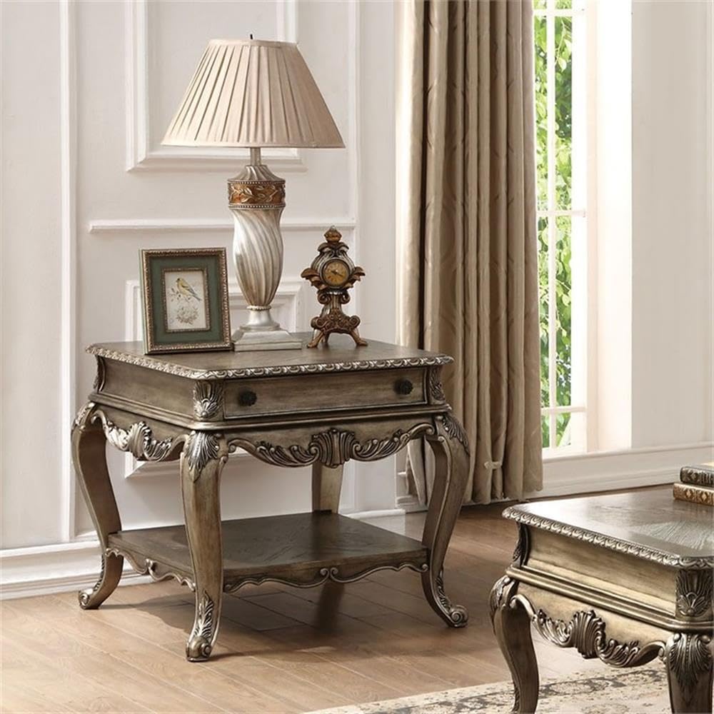 Acme Ragenardus 1 Drawer Wooden End Table With Bottom Shelf In Vintage Oak