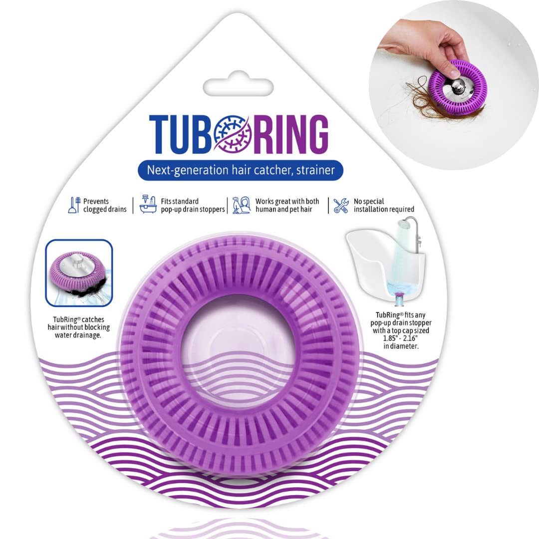 Tub Ring The Ultimate Tub Drain Protector Hair Catcherstrainersnare, Regular - Purple