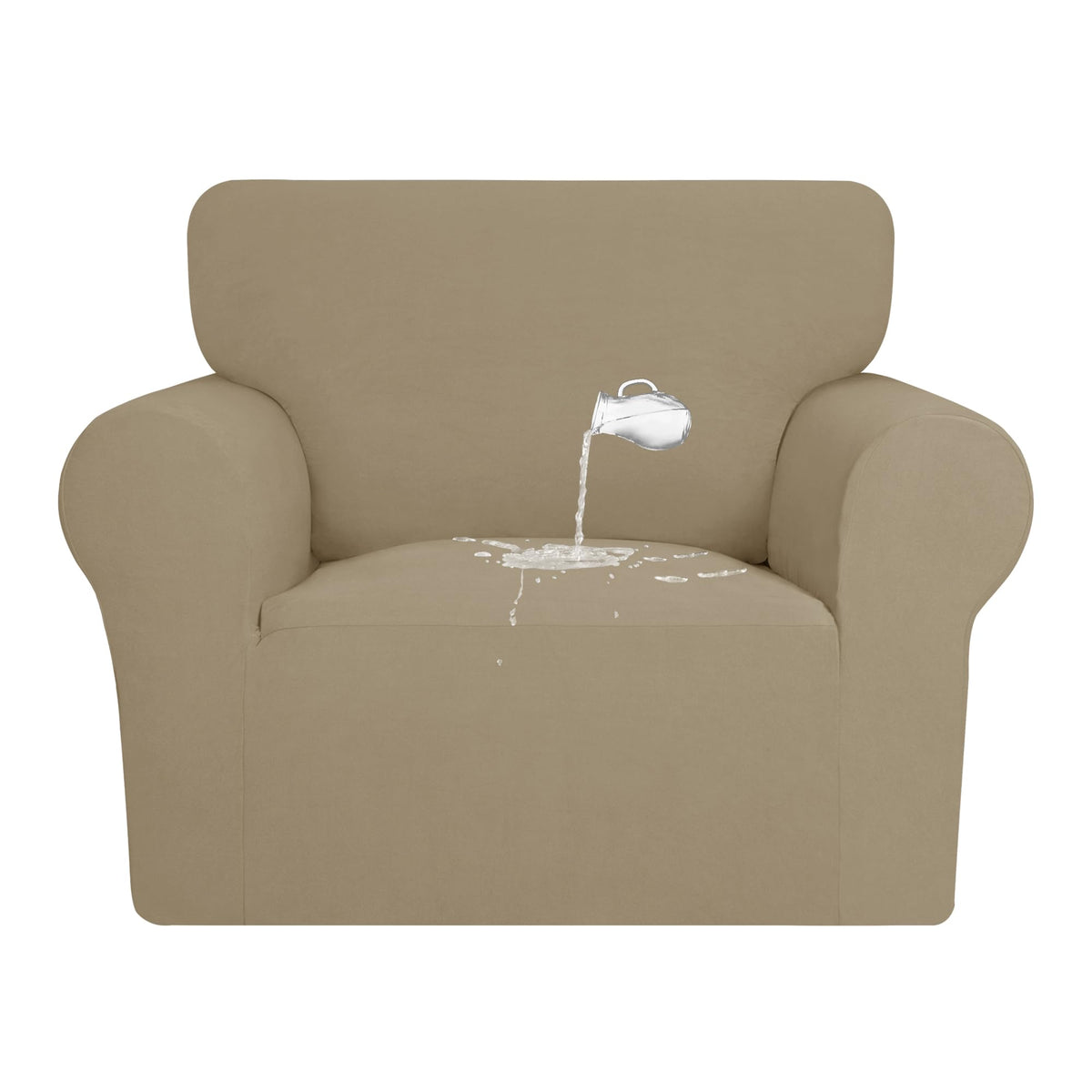 Purefit 100% Dual Waterproof Couch Cover Slipcovers For Couches And Sofas - Stretch Non Slip Fleece Sofa Covers Washable, Leakproof Furniture Protector For Kids, Pets, Dog (Chair, Natural)