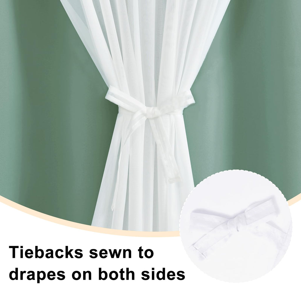 Hiasan Double Layer Blackout Curtains With Sheer Overlay, Extra Long Mix & Match Thermal Insulated Grommet Window Curtains For B