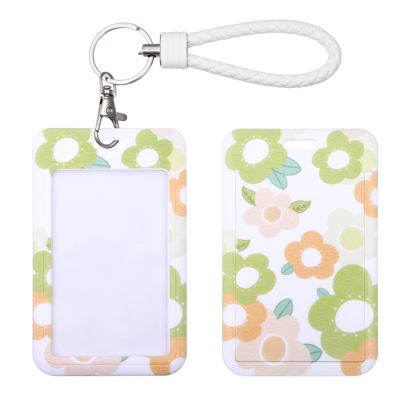 Shiningeyes Id Card Badge Holder Key Chain With Metal Keyring, Plastic Slide Open With Id Window For Women Men Girls Students,Fl