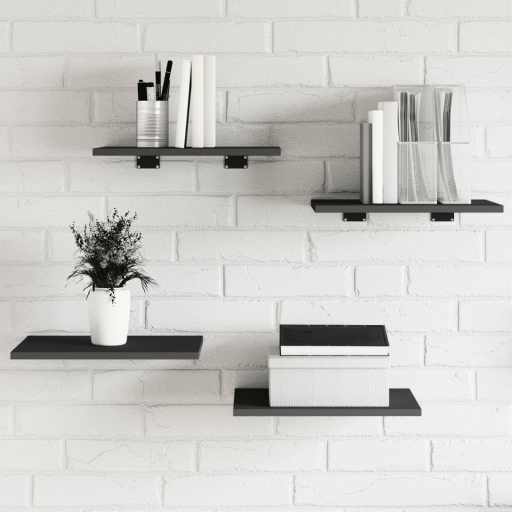 vidaXL 4-Piece Set Bookshelf Boards in Modern Gray - Sturdy Engineered Wood Material - Simple Maintenance and Versatile Use - Ideal for DIY Projects