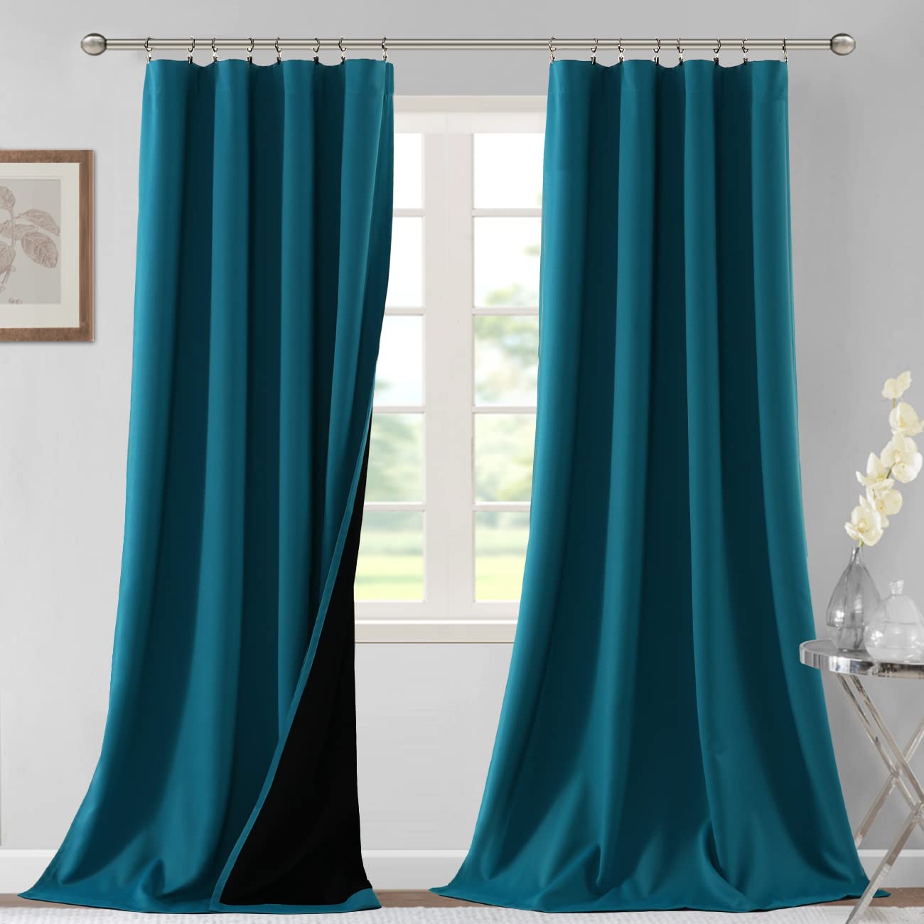 H.Versailtex 100% Blackout Curtains For Bedroom Thermal Insulated Blackout Curtains For Living Room 96 Inches Long Rod Pocket Cu