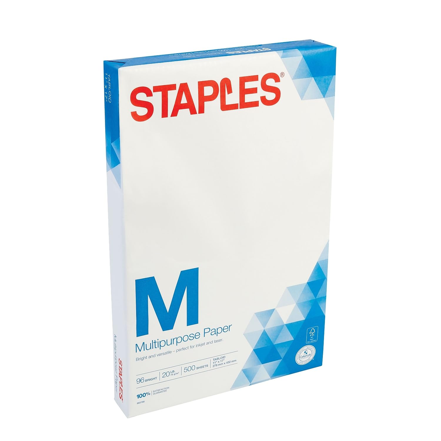 Staples 562788 11-Inch X 17-Inch Multipurpose Paper 20 Lbs. 96 Brightness 500/Ream (05033)