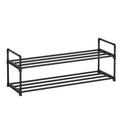 SONGMICS Shoe Rack, 2 Tier Shoe Organizer, Metal Shoe Storage Shelf for 10 Pairs of Shoes, Easy to Assemble, Entryway, Black ULS