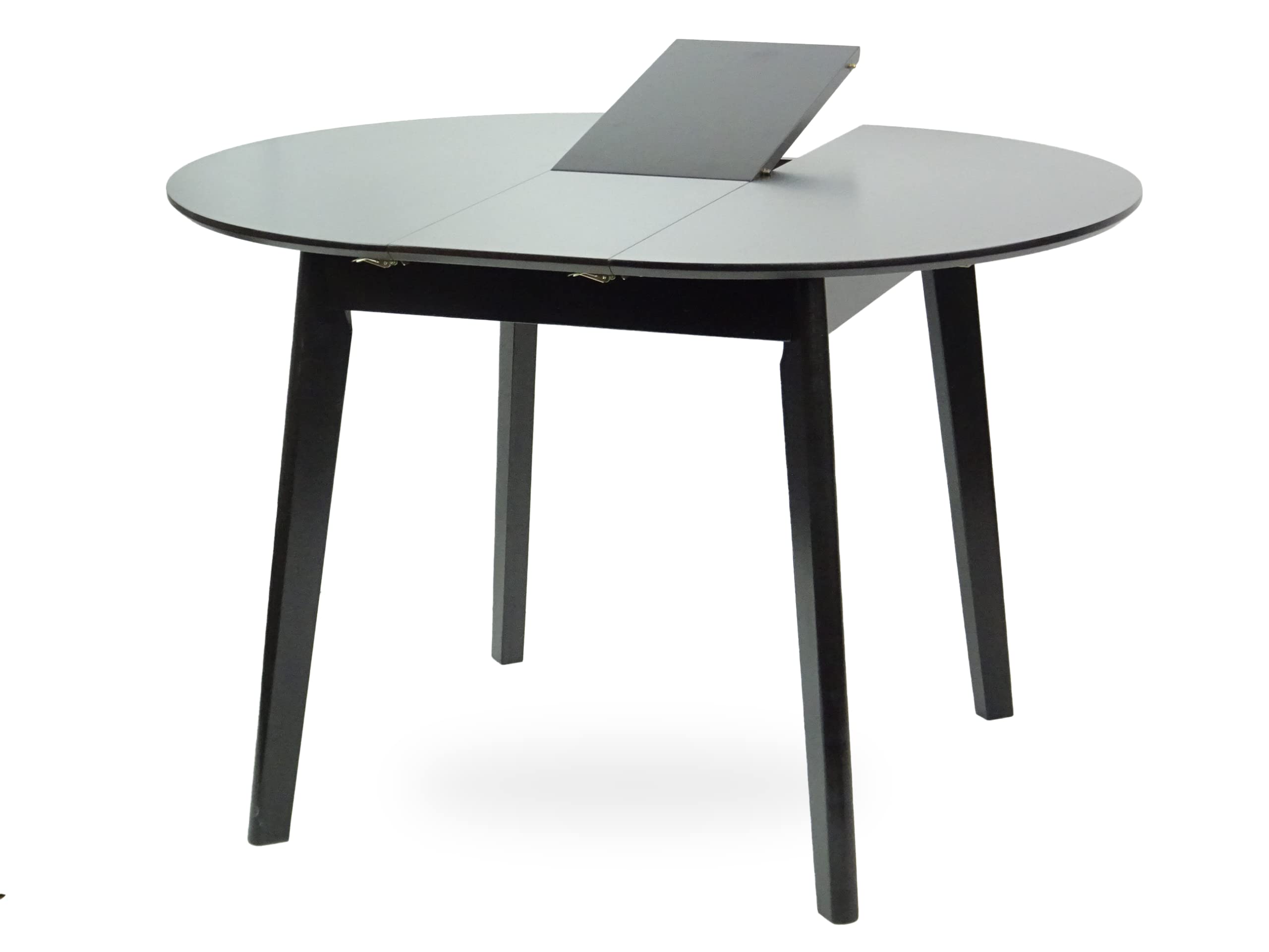 Extendable Round Dining Room Table Modern Solid Wood Espresso Color