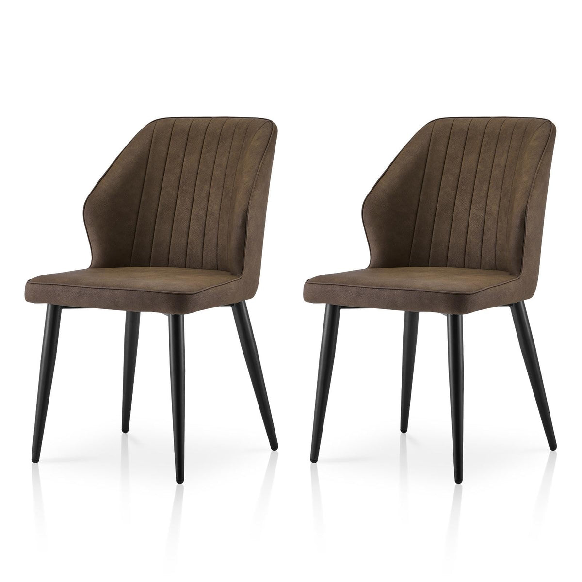 Tukailai Modern Dining Chairs Set Of 2, Faux Leather Upholstered Kitchen Chairs With Curved Backrest & Metal Legs, Comfy Accent Side Chairs For Guest Reception Restaurant Commercial (Brown)