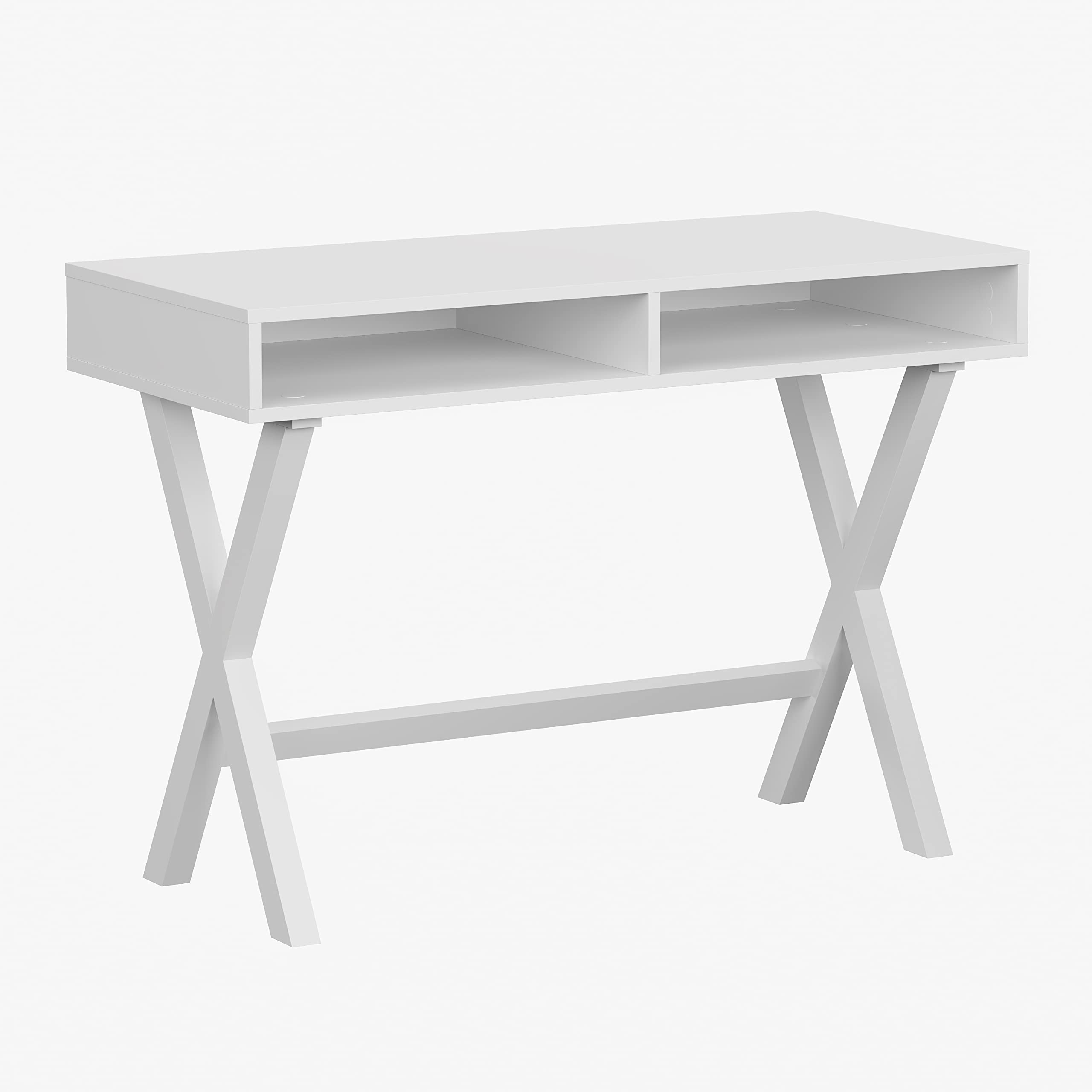 Flash Furniture Dolly Computer Desk - White Writing Desk with Open Storage Compartments - 42 Long Home Office Desk Table for Bed