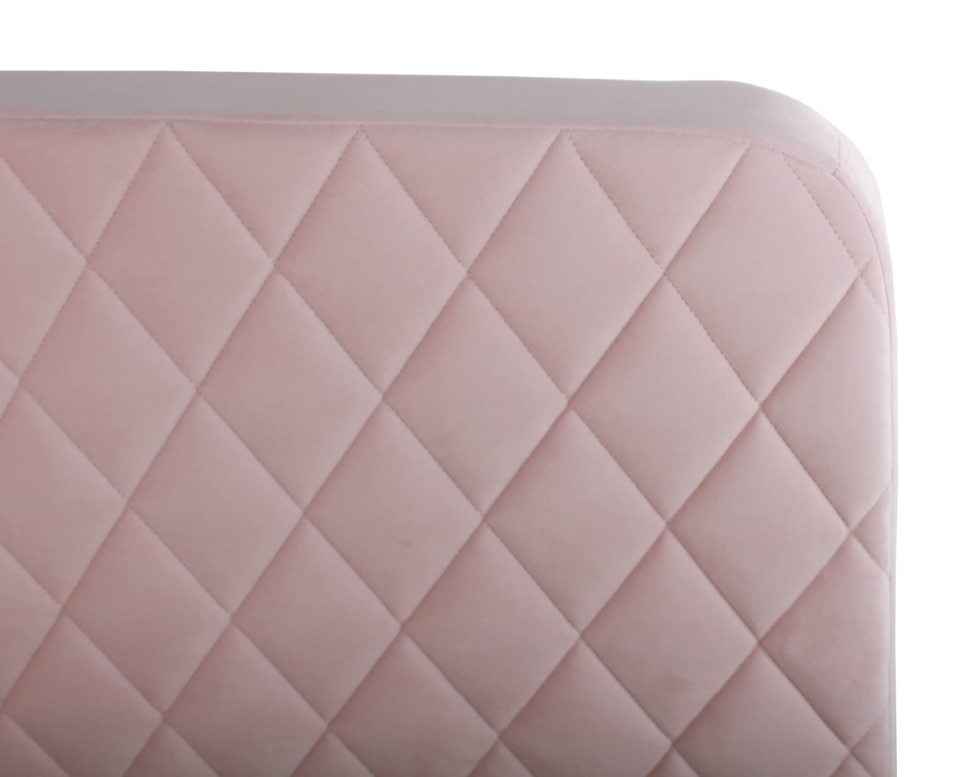 Better Home Products Roza Velvet Upholstered Queen Bed with Headboard Light Pink