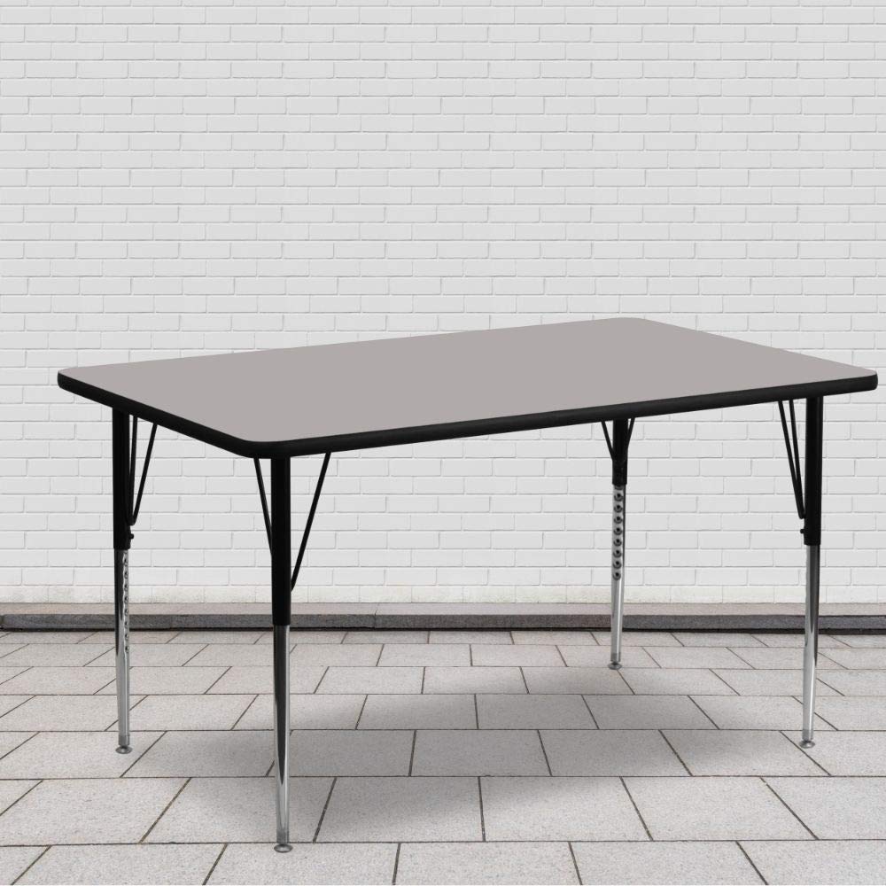 Flash Furniture Wren 24''W x 60''L Rectangular Grey HP Laminate Activity Table - Standard Height Adjustable Legs