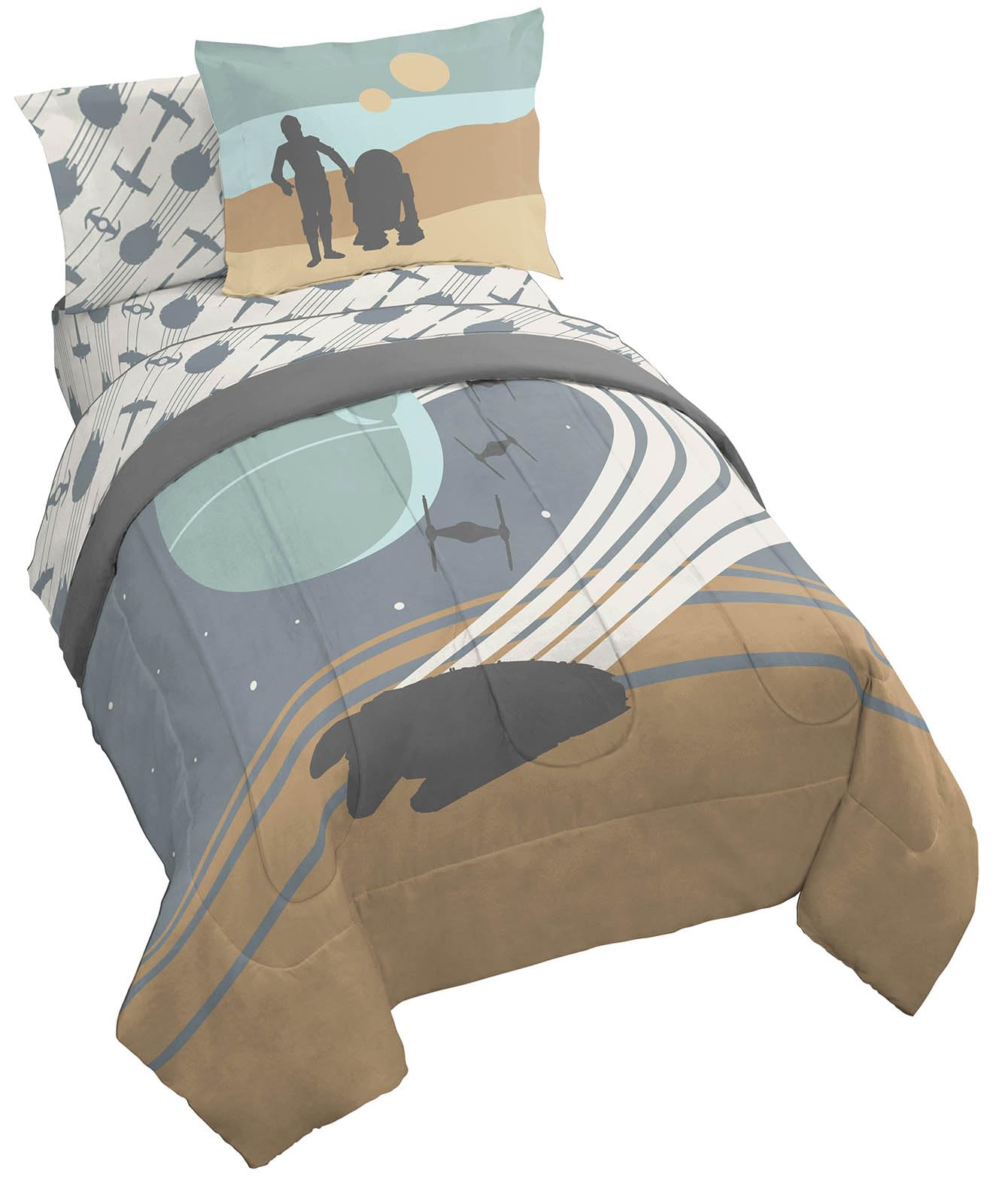 Jay Franco Star Wars Full Size Comforter Set - 7 Piece Bedding Includes Sheet Set & Pillow Covers - Super Soft Cozy Bedding With