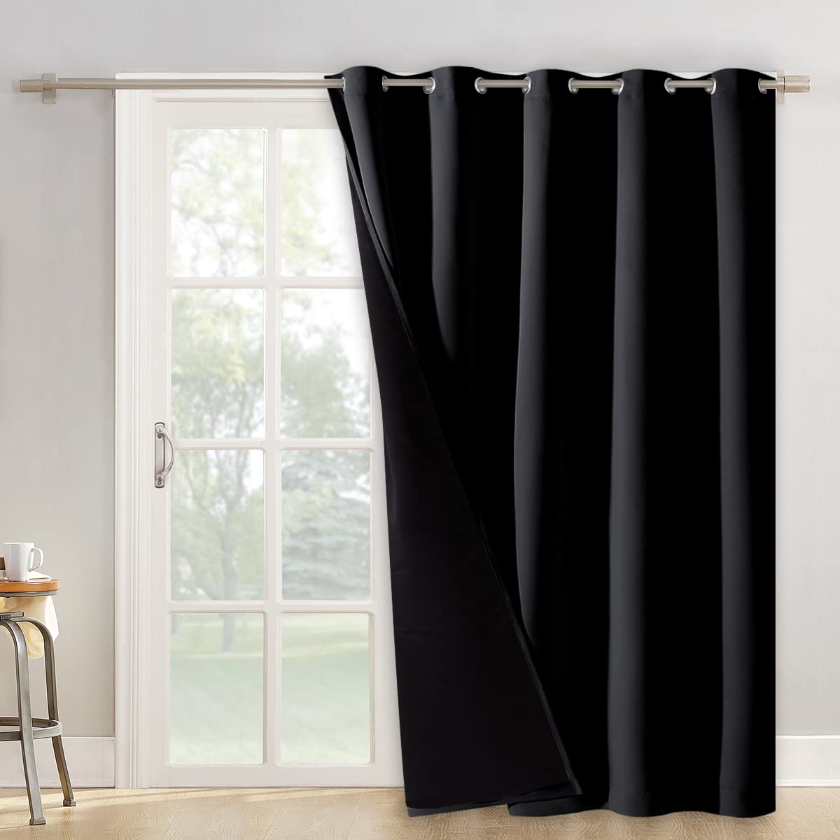 Nicetown Extra Wide Patio Door Curtain, Super Heavy-Duty Thermal Sliding Glass Door Lined Drape, Privacy Assured 100% Blackout W
