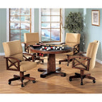 Coaster Home Furnishings 5-Piece 3-in-1 Game Table Set Tobacco/Tan Wood Chairs with Casters