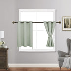 Jiuzhen Light Green Blackout Curtains With Tiebacks Thermal Insulated, Light Blocking And Noise Reducing Grommet Curtains For And Living Room, Set Of 2 Window Curtain Panels, 34 X 24 Inch Length