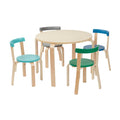 ECR4Kids Bentwood Round Table and Curved Back Chair Set, Kids Furniture, Contemporary, 5-Piece