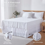 Simple&Opulence Belgian Linen Bed Skirt With Classic 14 Inch Tailored Drop Dust Ruffle, Easy Fit Breathable Premium Natural Flax