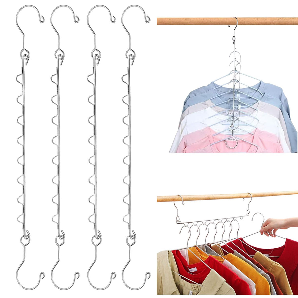 HDbonemu 8 Pack Space Saving Hangers for Clothes Metal Hanger Organizer
