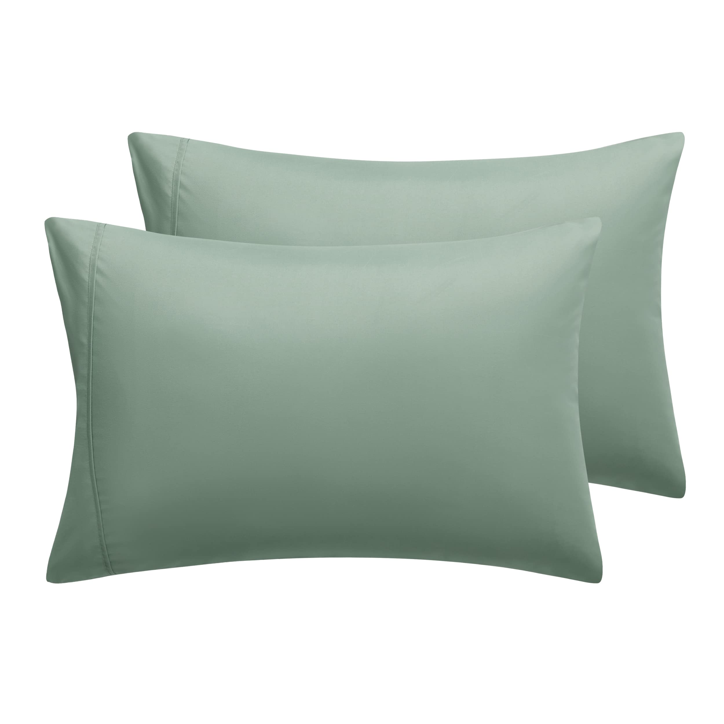 Bedsure Queen Pillowcases Set Of 2 - Iceberg Green Pillow Cases Queen Size 2 Pack 20 X 30 Inches, Brushed Microfiber, Pillow Case Covers With Envelop Closure