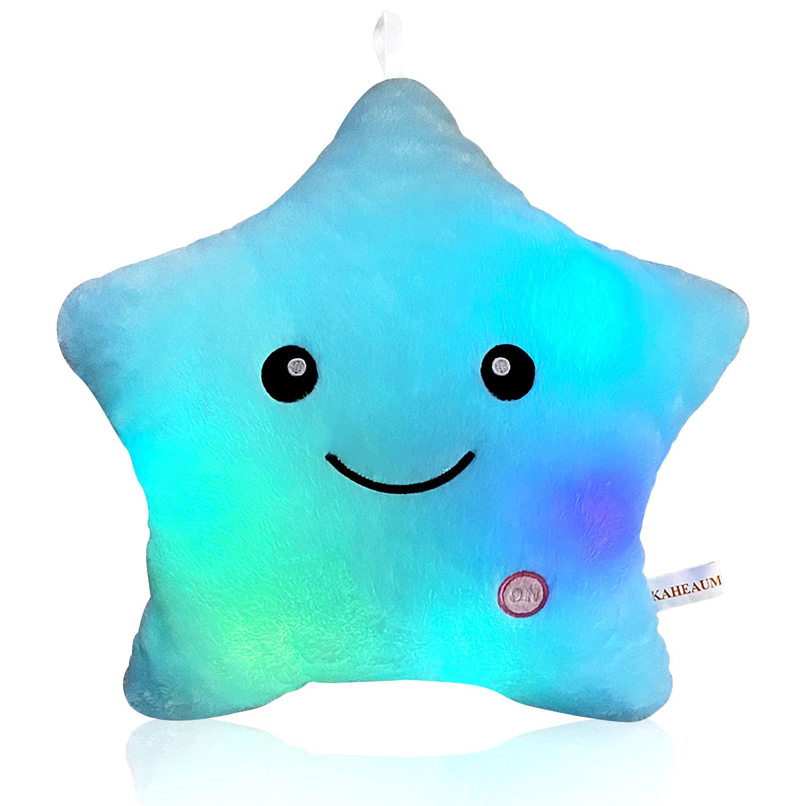 KAHEAUM Creative Twinkle Star Glowing LED Night Light Up Plush Pillows Stuffed Toys Birthday Gifts for Kid Children Friends,Couc