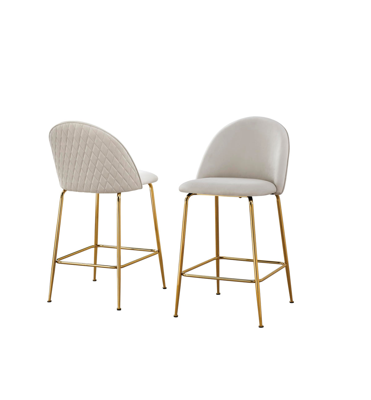 Best Quality Furniture Cream Velvet Counter Height Stool With Gold Legs (Set Of 2)