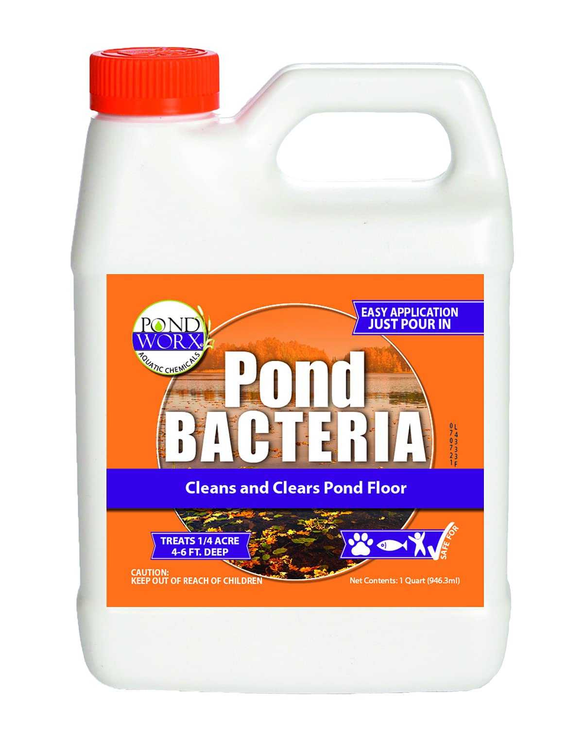 Pondworx Pond Bacteria - Concentrated & Formulated For Large Ponds, Water Features - Safe For Koi - 32Ounes & Treats Up To A Qua