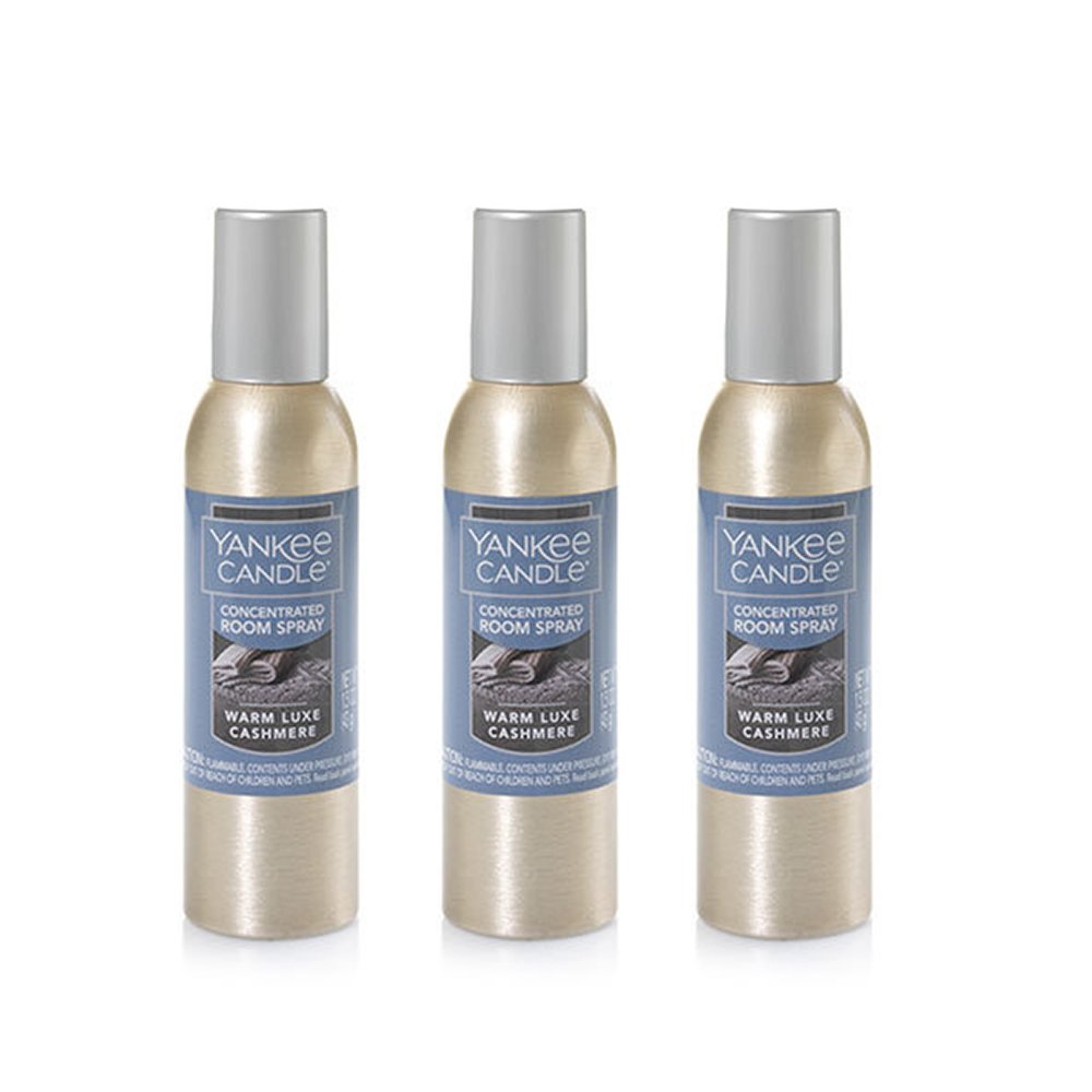Yankee Candle Concentrated Air Freshener Room Spray, Odor Eliminator for Home, Bathroom, Warm Luxe Cashmere, 1.5 Oz (Pack of 3)