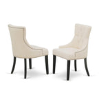 East West Furniture Amfr3-Bch-02 3 Piece Kitchen Table & Chairs Set Contains A Round Dining Table With Pedestal And 2 Light Beige Linen Fabric Upholstered Chairs, 36X36 Inch, Black & Cherry