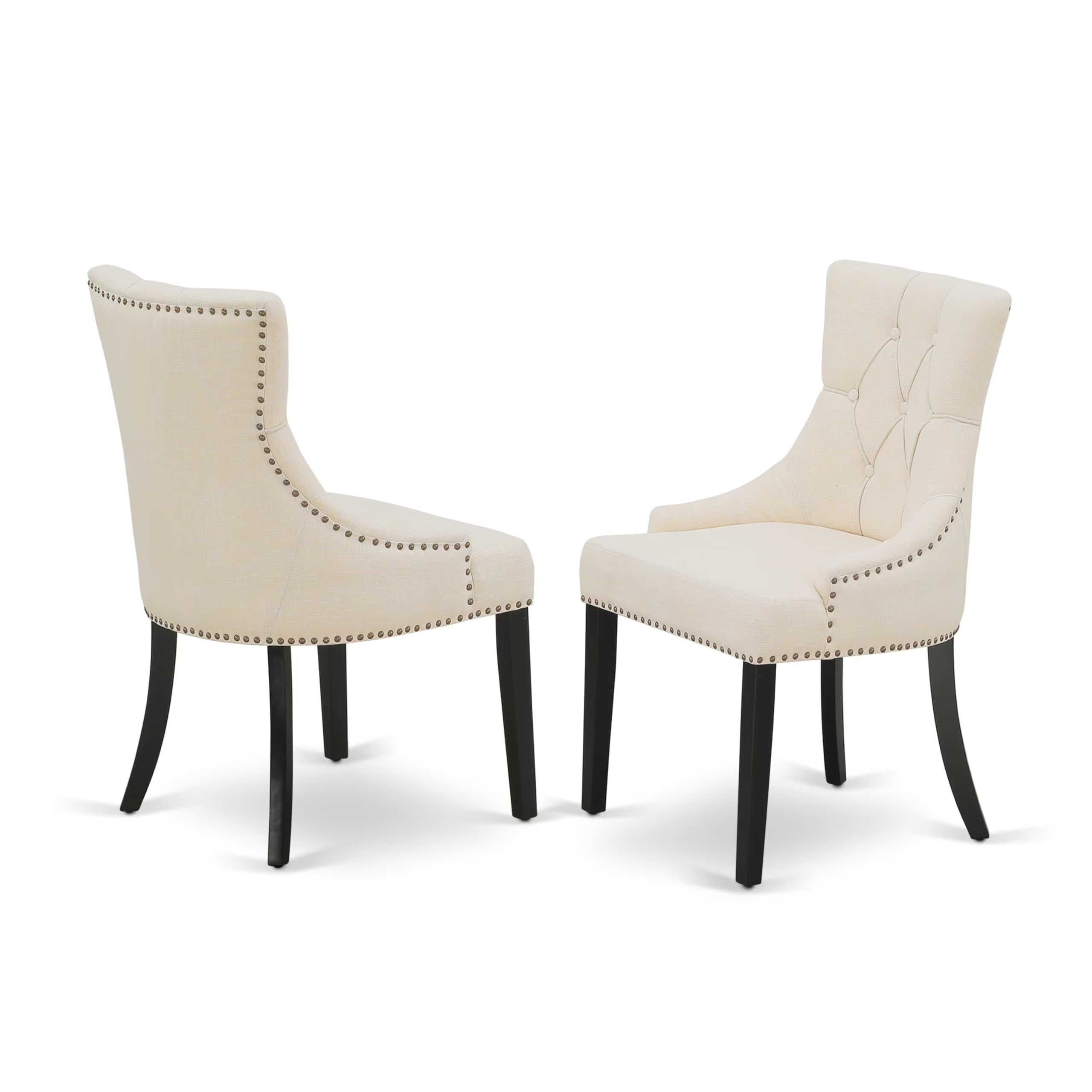 East West Furniture V696Fr102-5 5 Piece Dinette Set For 4 Includes A Rectangle Dining Table With V-Legs And 4 Light Beige Linen Fabric Parson Dining Room Chairs, 36X60 Inch, Multi-Color