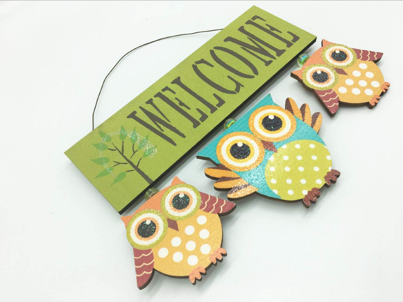 Attraction Design Primitive Country Wood Welcome Owl Sign Door Hanging Owls Decor Wall Art