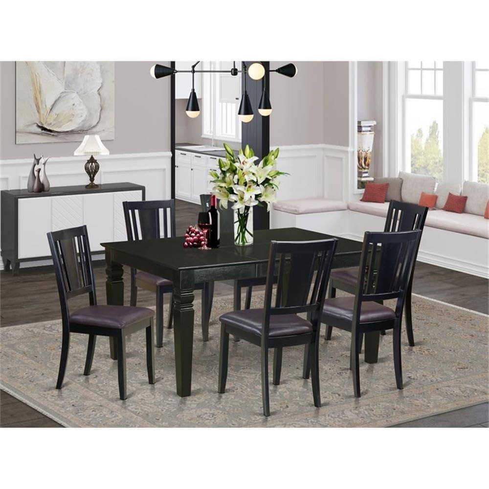 East West Furniture WEDU7-BLK-LC 7 Piece Dining Table Set