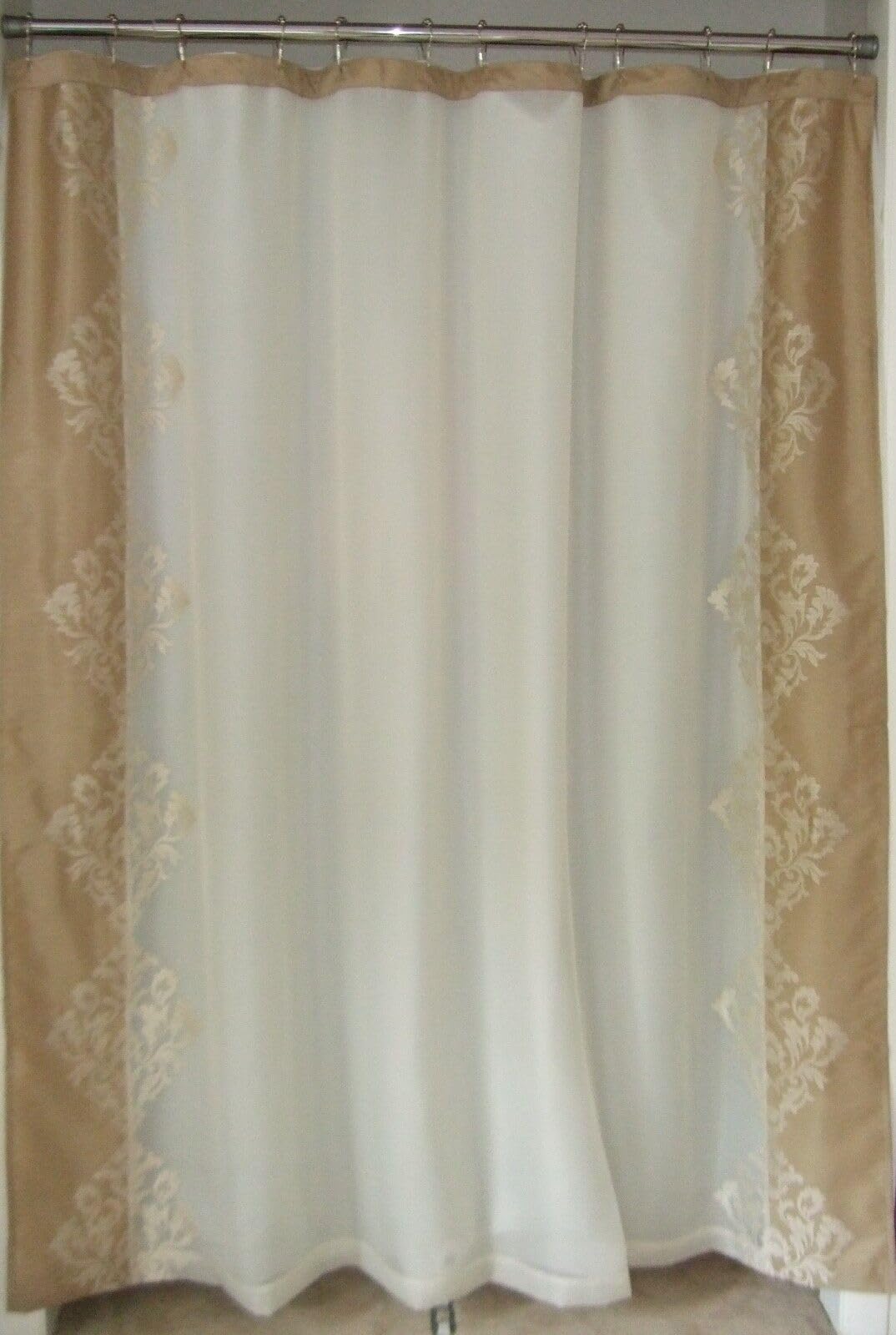 Regal Home Collections Danbury Embroidered Shower Curtain, Beige