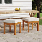 Vidaxl Solid Acacia Wood Patio Stools With Cushions, 2 Pcs - Comfortable And Durable Outdoor Seating Solution For Garden, Terrace, Or Patio