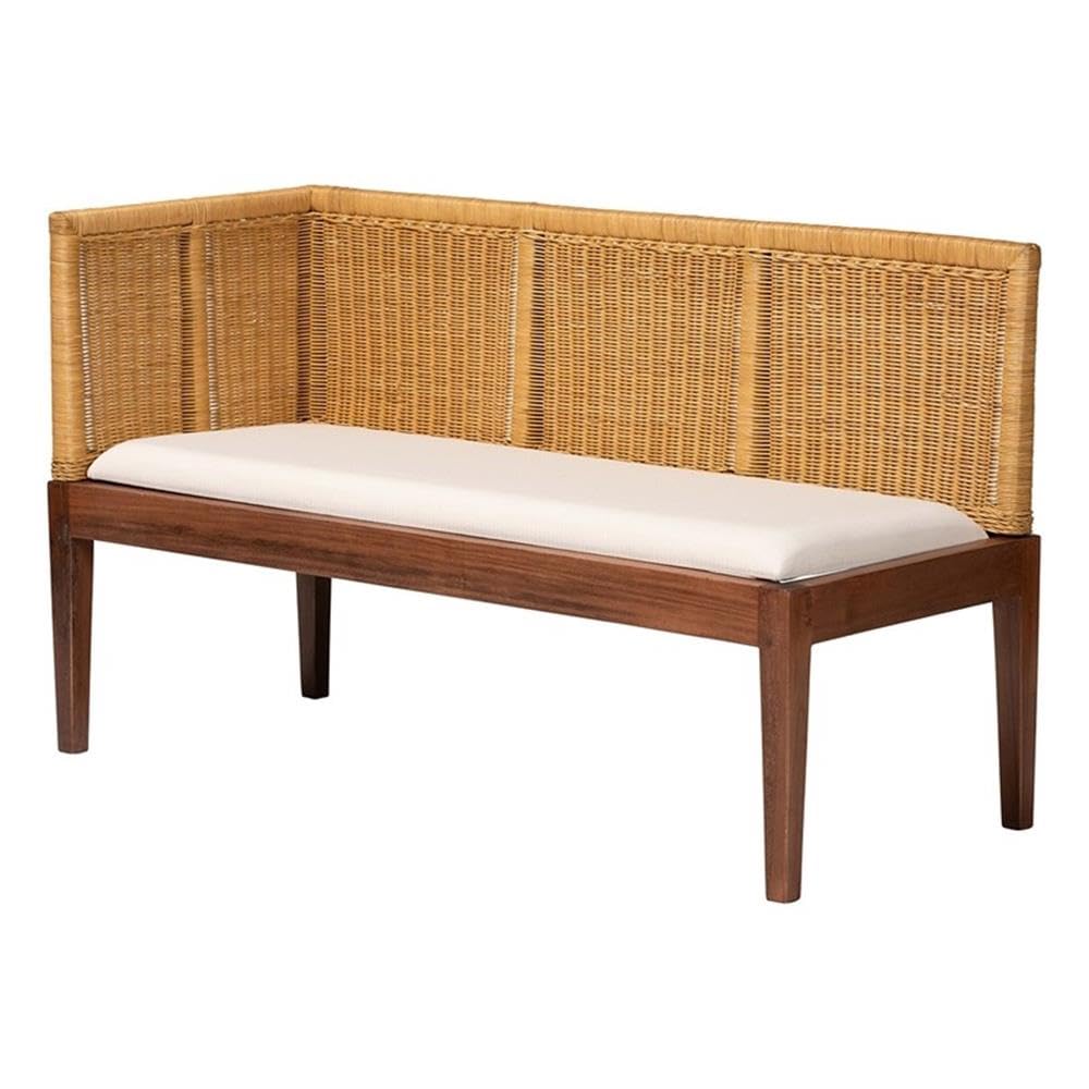 bali & pari Tabanan Brown Rattan and Brown Acacia Wood 3-Piece Dining Nook Set