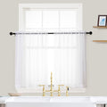 Ovzme White Sheer Curtains 36 Inch Length Kitchen Tiers Short Voile Curtains/Drapes Solid Sheers Cafe Curtains Voile Bathroom Sm
