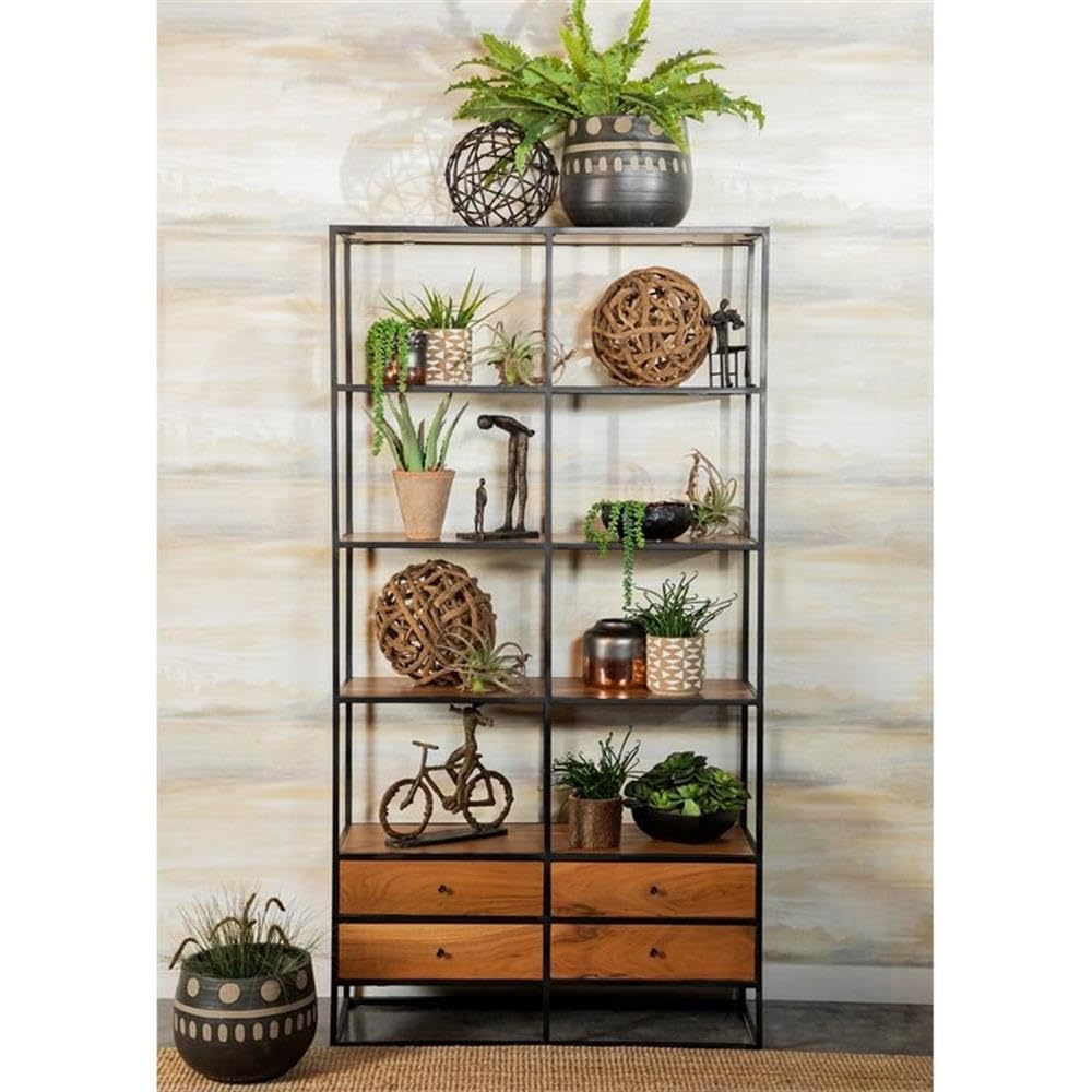 Coaster Home Furnishings 4-Drawer Etagere Natural Sheesham and Black