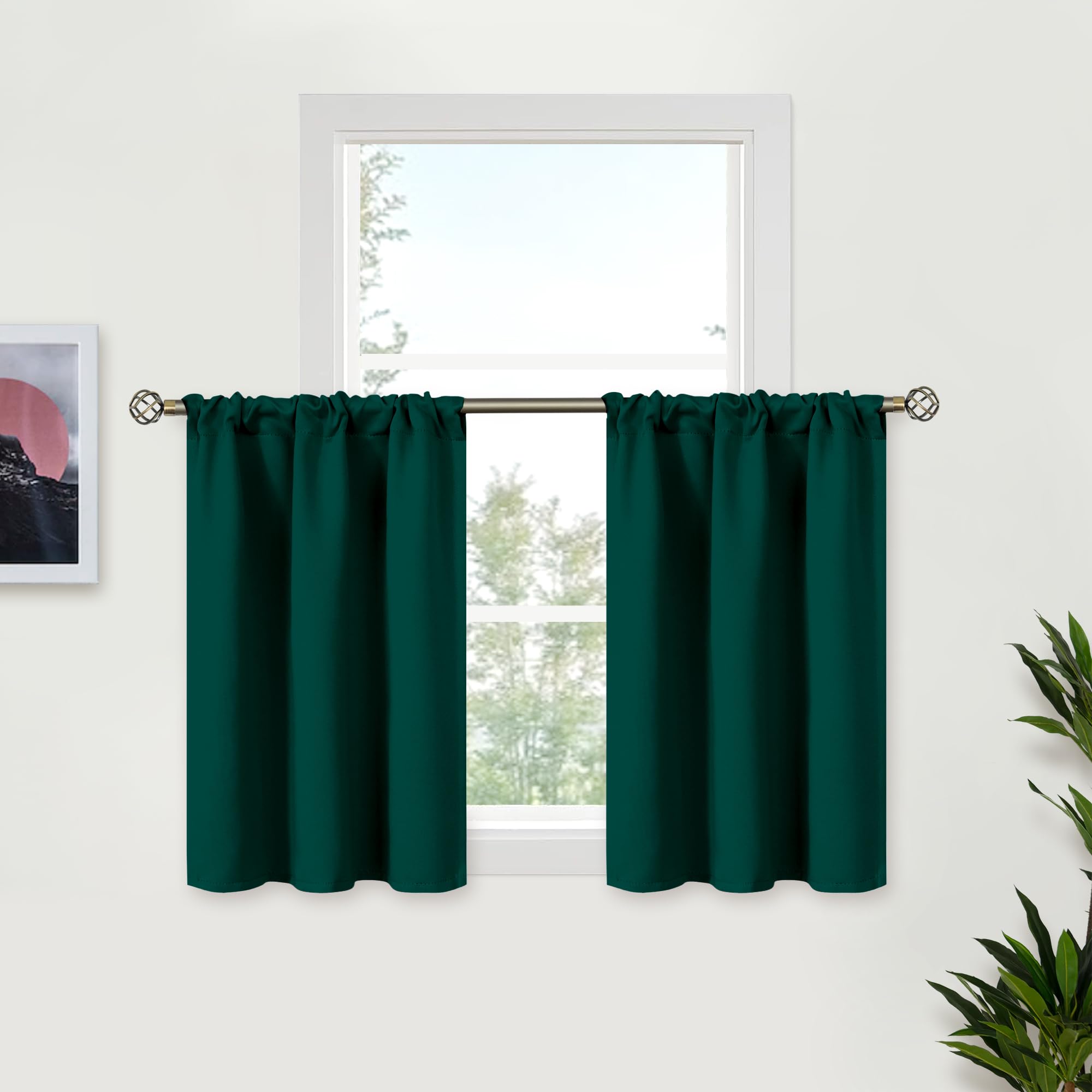 Bgment Short Blackout Curtains 36 Inch Length - Rod Pocket Half Window Drapes For Kitchen Bathroom Cafe Rv Camper Small Curtain,