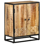 vidaXL Hand-Carved Wooden Sideboard - Solid Mango Wood with Natural Finish and Unique Charm - Ample Storage with 2 Doors