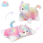 Glow Guards 16' Rainbow Cat Plush Pillow,Cute Kitty Stuffed Animal Soft Lovely Colorful Toy,Bedtime Sofa Decors,Christmas Birth