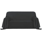 Purefit Geometric Jacquard Throw Sofa Cover - Textured Soft Washable Decorative Couch Covers For 3 Cushion Couch, Throw Cover With Tassels Furniture Protector For Pets, Kids (Medium, Dark Gray)
