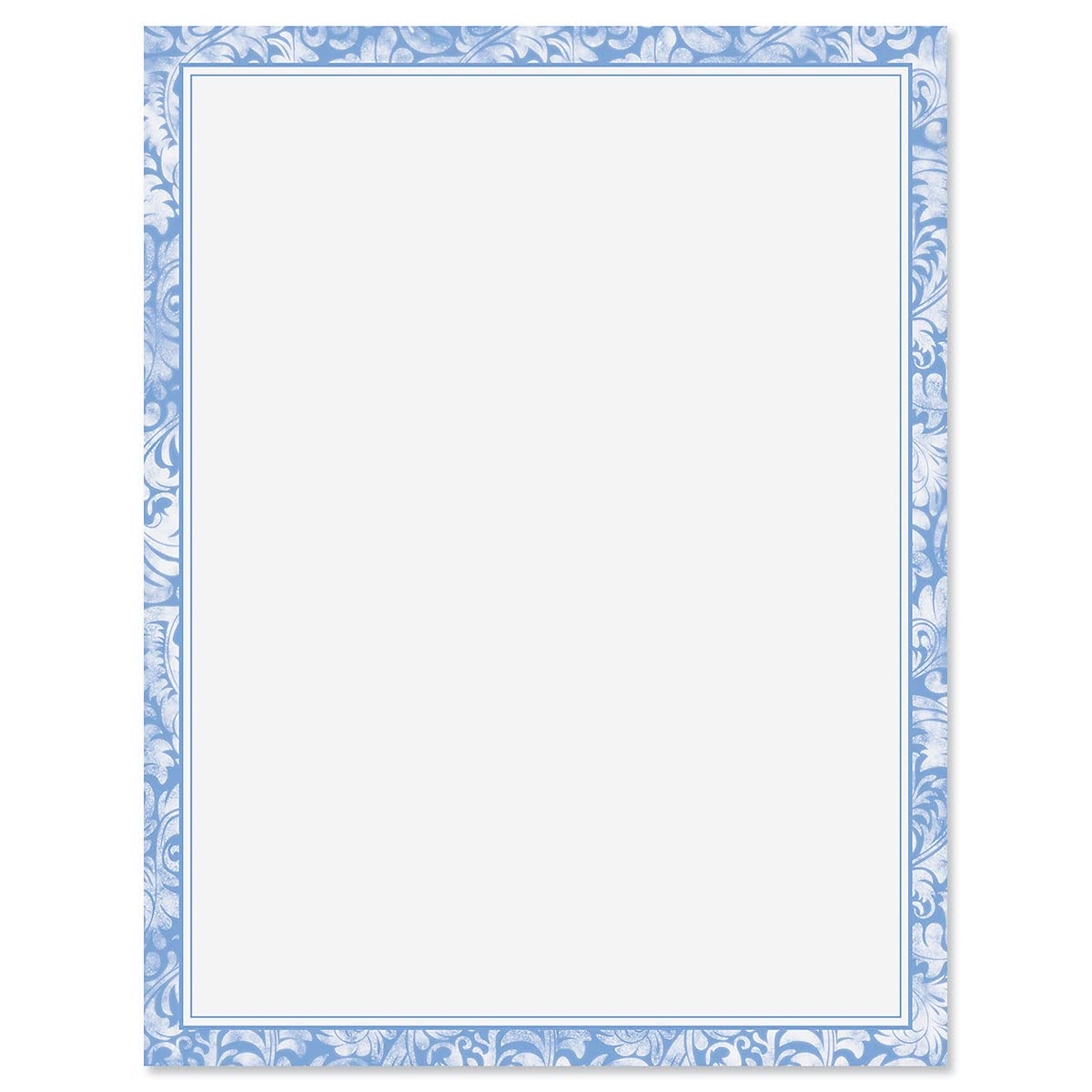 Blue Alluring Border Letter Papers - Set Of 25 Spring Stationery Papers Are 8 1/2' X 11', Computer Printable Letterhead, Sprin